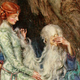 The Lady of the Lake and Arthur in the painting Idyls of the King by Eleanor Fortescue-Brickdale